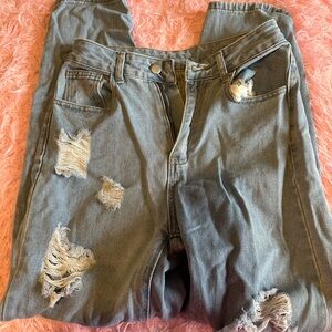 SHEIN XS High Waisted Distressed Mom Jeans